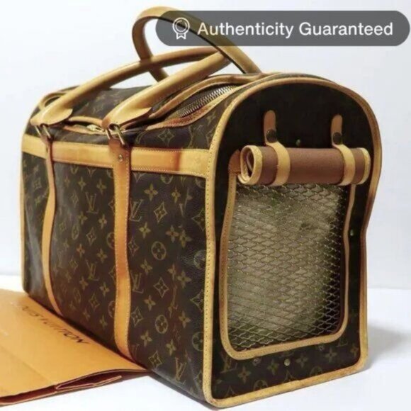 Authentic Louis Vuitton Sac Chien 50 Dog Carrier Monogram Pet Carrier Travel Bag